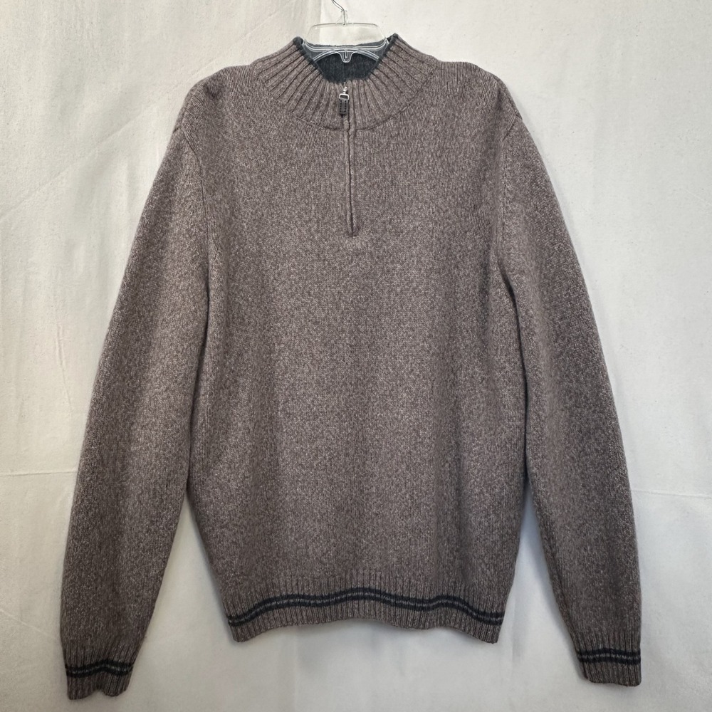 Daniele Blasi Men's Brown Wool Blend Quarter‎ Zip Knit Sweater XL Made in Italy